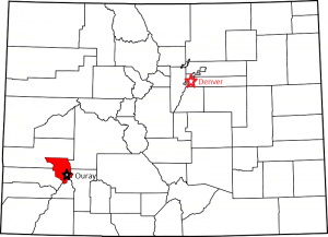 Map of Colorado highlighting Ouray County
